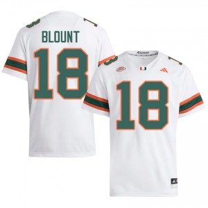 UM Canes Armondo Blount #18 White Jersey | Genuine Stitched NCAA Football Men Apparel 75776055