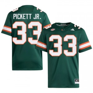 Miami Booker Pickett Jr. #33 Green Jersey | Essential Embroidery NCAA Football Men Apparel 71679190