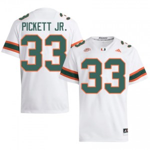 White Booker Pickett Jr. #33 Canes Jersey | Men High School Football Fresh Stitched 11849466