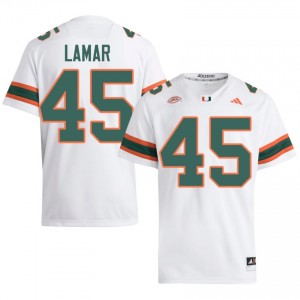 Braylon Lamar #45 UM Hurricanes Jersey | Exclusive White College Football Men Stitched 71609245
