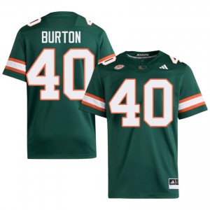 UM Canes Brennan Burton #40 Green Jersey | Pro Cut Embroidery NCAA Football Men Apparel 71419225