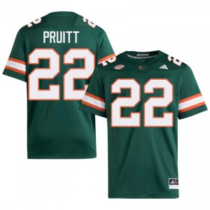 #22 Cam Pruitt Miami Hurricanes Green Jersey | Classic Embroidery Men Player Football Gear 61077123