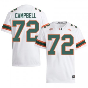 UM Canes Demetrius Campbell #72 White Jersey | Pro Cut Stitched NCAA Football Men Apparel 81758844
