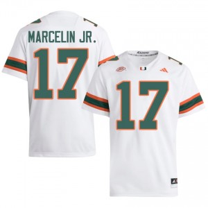 #17 Ezekiel Marcelin Jr. Miami Hurricanes White Jersey | Classic Stitched Men Player Football Gear 45775320