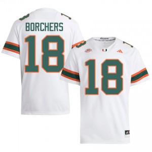 Joe Borchers #18 UM Hurricanes Jersey | Exclusive White College Football Men Stitched 66978139