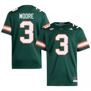 UM Canes Joshua Moore #3 Green Jersey | Genuine Embroidery NCAA Football Men Apparel 82136393