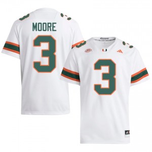 White Joshua Moore #3 Hurricanes Jersey | Men High School Football Moisture Wicking Stitched 95207307