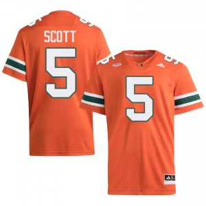 Justin Scott #5 UM Hurricanes Jersey | Exclusive Orange College Football Men Embroidery 78255302
