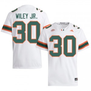 Elite Thread Kellen Wiley Jr. #30 Miami Canes White Jersey | Men University Football Stitched Fan Gear 81262209