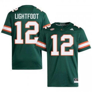 #12 Marquise Lightfoot Miami Hurricanes Green Jersey | Elite Embroidery Men Player Football Gear 60544699
