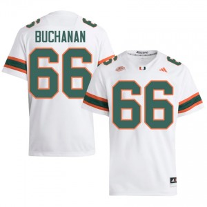 #66 Max Buchanan Miami Hurricanes White Jersey | Elite Stitched Men Player Football Gear 51706240