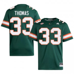 Officially Licensed Nick Thomas #33 Miami Canes Green Jersey | Men University Football Embroidery Fan Gear 31680367