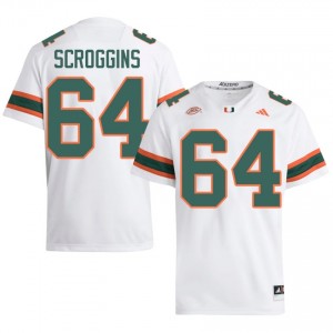 Top-Tier Ralph Scroggins #64 UM Hurricanes White Jersey | Men University Football Stitched Fan Gear 83799345