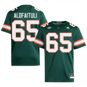 UM Canes Seuseu Alofaituli #65 Green Jersey | Genuine Embroidery NCAA Football Men Apparel 65970690