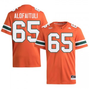 #65 Seuseu Alofaituli Miami Hurricanes Orange Jersey | Classic Embroidery Men Player Football Gear 20130001