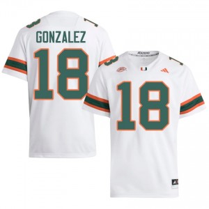 Officially Licensed Vinny Gonzalez #18 Miami Canes White Jersey | Men University Football Stitched Fan Gear 10653717