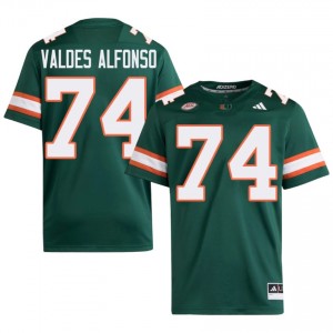 Yerovi Valdes Alfonso #74 UM Hurricanes Jersey | Exclusive Green College Football Men Embroidery 99087328