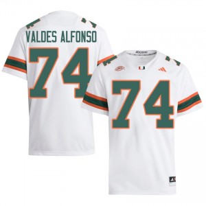 Yerovi Valdes Alfonso #74 UM Hurricanes Jersey | Pro-Grade White College Football Men Stitched 83553803