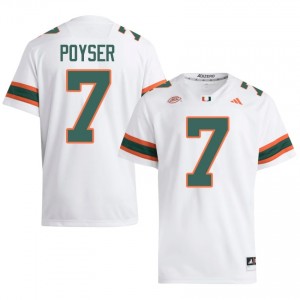 White Zechariah Poyser #7 Canes Jersey | Men High School Football Fresh Stitched 81412624