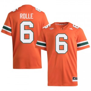 UM Canes Antrel Rolle #6 Orange Jersey | Pro Cut Embroidery NCAA Football Men Apparel 80954786