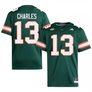 Officially Licensed Asharri Charles #13 Miami Canes Green Jersey | Men University Football Embroidery Fan Gear 41360448