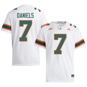 White CJ Daniels #7 Canes Jersey | Men High School Football Fresh Stitched 96912222