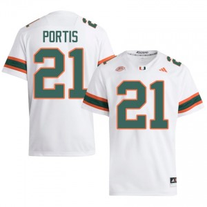 Camdin Portis #21 UM Hurricanes Jersey | Pro-Grade White College Football Men Stitched 95252719