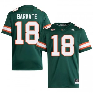 Durable Cooper Barkate #18 UM Hurricanes Green Jersey | Men University Football Embroidery Fan Gear 20522038