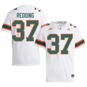 White Cortez Redding #37 Hurricanes Jersey | Men High School Football Licensed Stitched 98907038