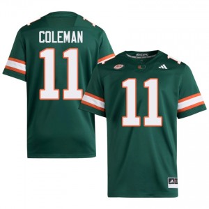 Green Dereon Coleman #11 Hurricanes Jersey | Men High School Football Moisture Wicking Embroidery 34066342