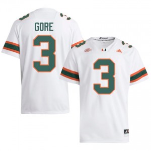 Officially Licensed Frank Gore #3 Miami Canes White Jersey | Men University Football Stitched Fan Gear 18657071