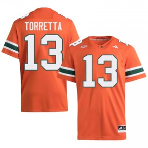 Durable Gino Torretta #13 UM Hurricanes Orange Jersey | Men University Football Embroidery Fan Gear 13238533