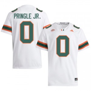 #0 Girard Pringle Jr. Miami Hurricanes White Jersey | Elite Stitched Men Player Football Gear 46284237