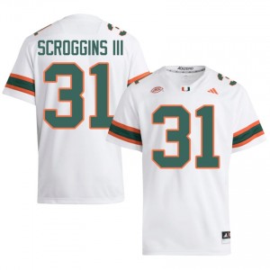 #31 Herbert Scroggins III Hurricanes White Jersey | Authentic Stitched Men Player Football Gear 51029509