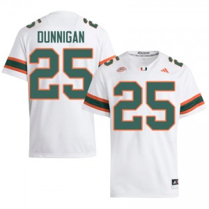 White JJ Dunnigan #25 Canes Jersey | Men High School Football Fresh Stitched 92994271