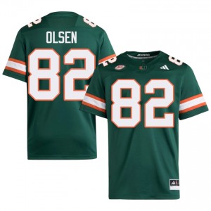 Elite Thread Jack Olsen #82 Miami Canes Green Jersey | Men University Football Embroidery Fan Gear 16380629
