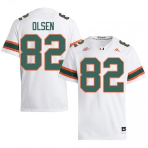 Elite Thread Jack Olsen #82 Miami Canes White Jersey | Men University Football Stitched Fan Gear 17242651
