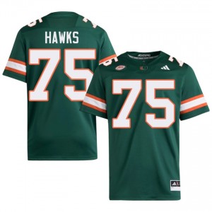 #75 Jacob Hawks Miami Hurricanes Green Jersey | Elite Embroidery Men Player Football Gear 45977349