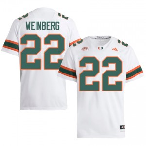 Elite Thread Jake Weinberg #22 Miami Canes White Jersey | Men University Football Stitched Fan Gear 10975740