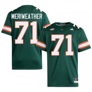 Jamal Meriweather #71 UM Hurricanes Jersey | Pro-Grade Green College Football Men Embroidery 40289199