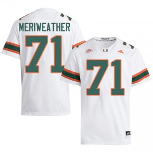 #71 Jamal Meriweather Miami Hurricanes White Jersey | Elite Stitched Men Player Football Gear 32841716