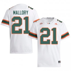UM Canes Javian Mallory #21 White Jersey | Pro Cut Stitched NCAA Football Men Apparel 35548285