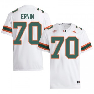 White Joel Ervin #70 Hurricanes Jersey | Men High School Football Moisture Wicking Stitched 35872772