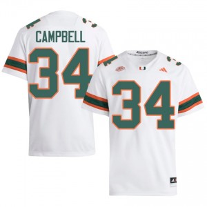 Jordan Campbell #34 Miami Hurricanes Jersey | Gameday White College Football Men Stitched 71815488