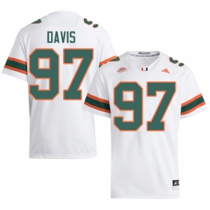 #97 Keona Davis Miami Hurricanes White Jersey | Classic Stitched Men Player Football Gear 10599232