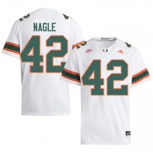 UM Canes Logan Nagle #42 White Jersey | Genuine Stitched NCAA Football Men Apparel 53285369