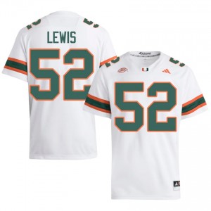 UM Canes Ray Lewis #52 White Jersey | Genuine Stitched NCAA Football Men Apparel 18637876