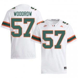 Rhys Woodrow #57 Miami Hurricanes Jersey | Iconic White College Football Men Stitched 22689251