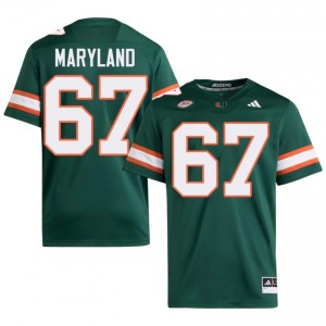 #67 Russell Maryland Miami Hurricanes Green Jersey | Classic Embroidery Men Player Football Gear 93204874