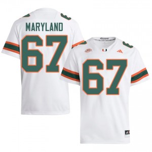 White Russell Maryland #67 Hurricanes Jersey | Men High School Football Moisture Wicking Stitched 39289159